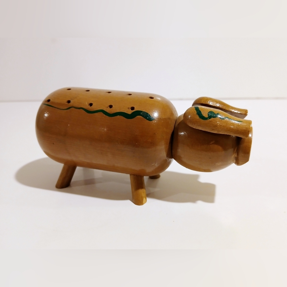 Vintage Wooden Pig Toothpick Holder